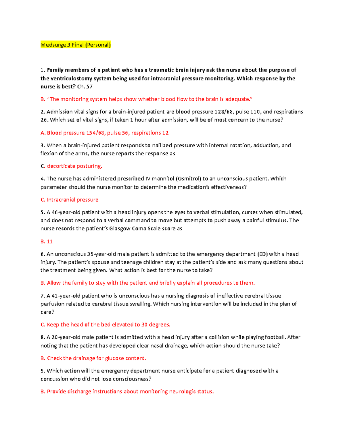 Medsurge 3(Personal) - note - Medsurge 3 Final (Personal) Family ...