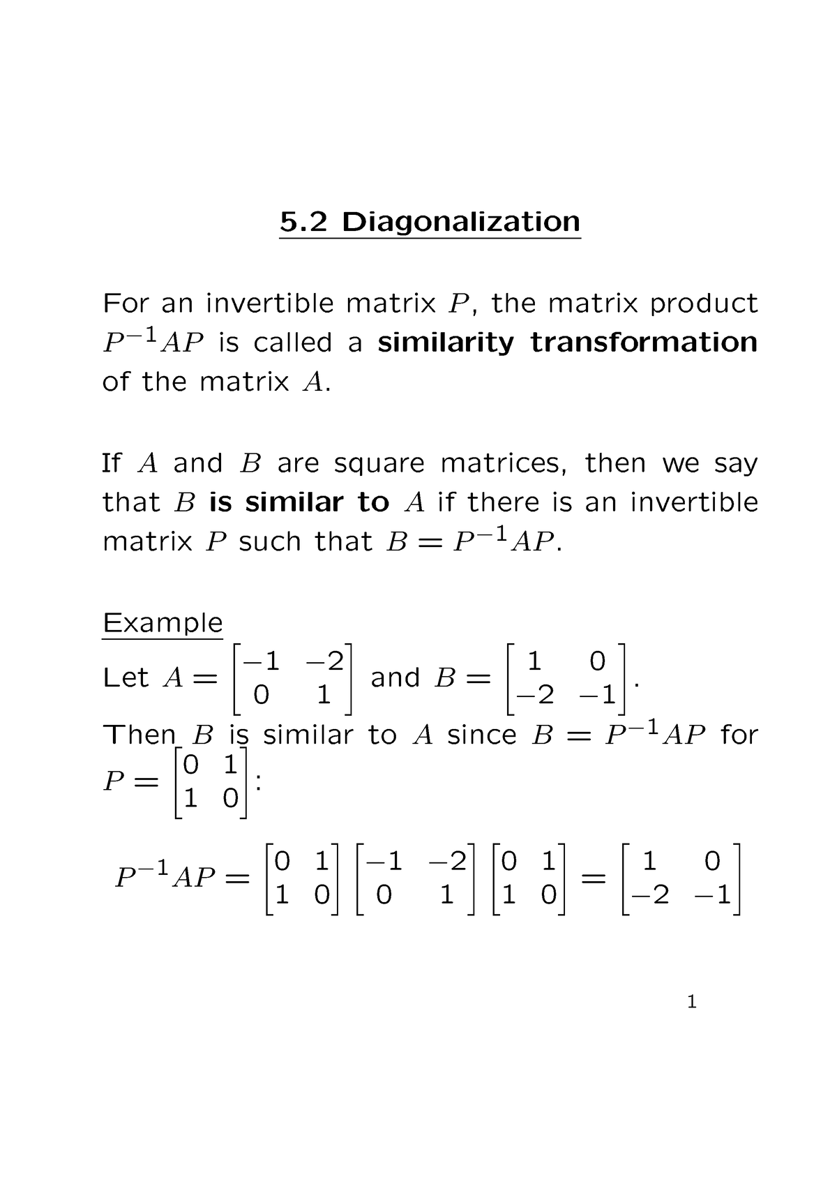 Section 5 - Diagonalization Of A Matrix - 5 Diagonalization For An ...