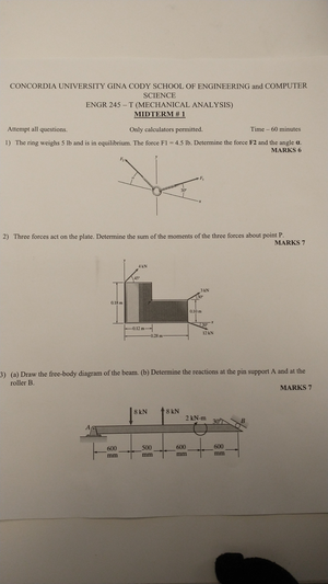 2016 midterm 1 solution - DEPARTMENT OF MECHANICAL ENGINEERING MECH 315 ...