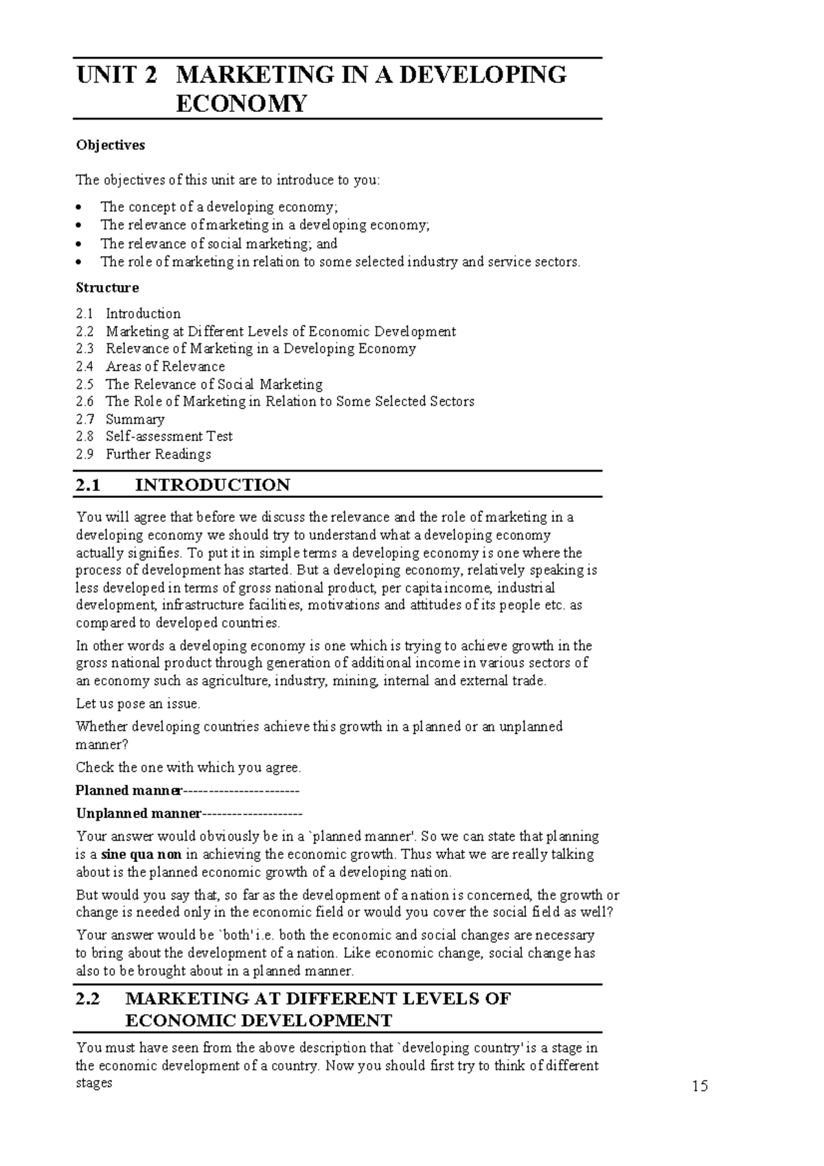 Block-1 MS-06 Unit-2 - Lecture notes 2 - UNIT 2 MARKETING IN A ...