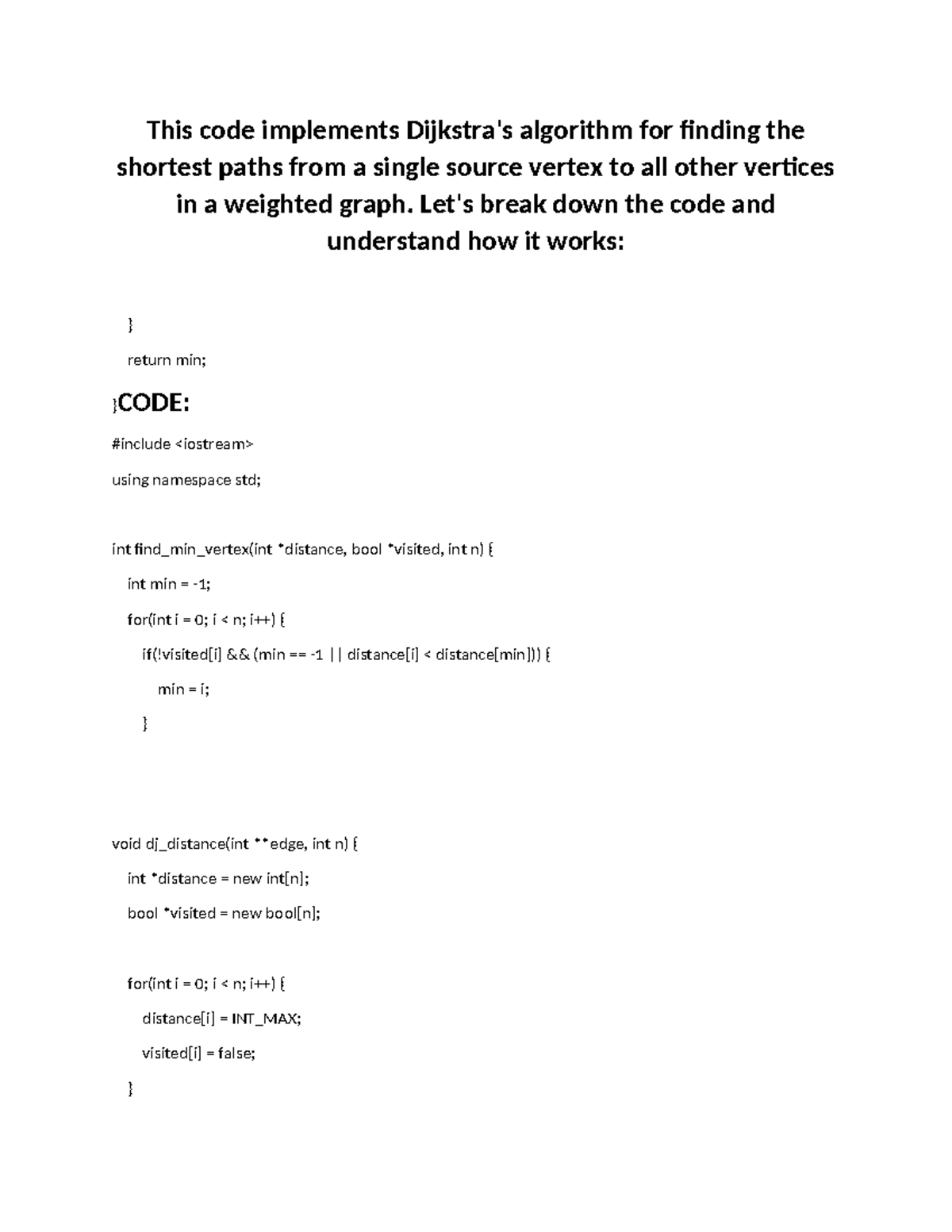 Dijkstra - for lab preparation - This code implements Dijkstra's ...