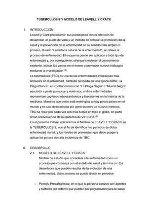 Modelo de leavell y crack tbc - TUBERCULOSIS Y MODELO DE LEAVELL Y CRACK I.  INTRODUCCIÓN Leavell y - Studocu
