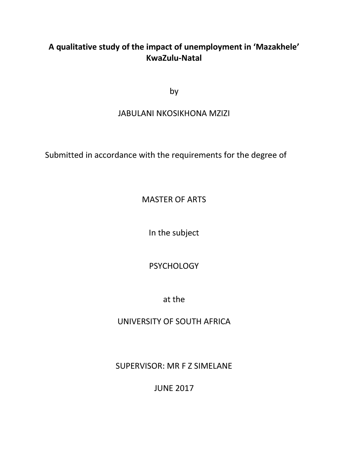 phd dissertation unemployment