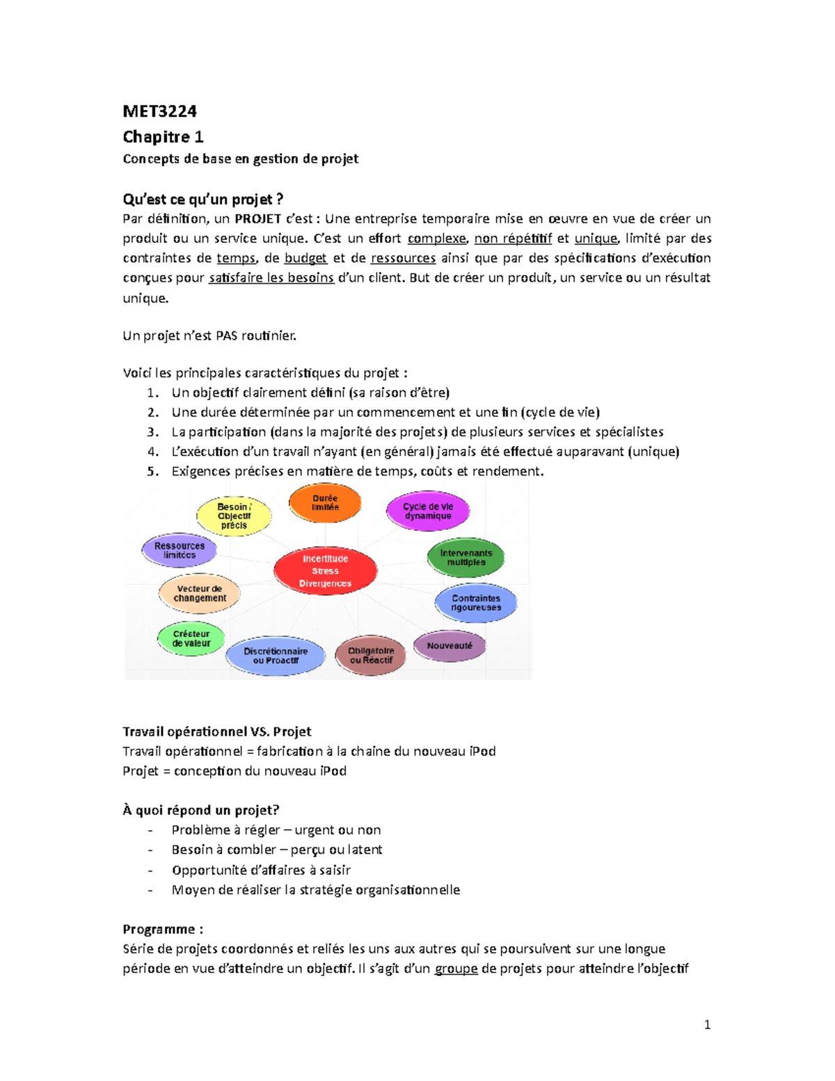 Note de cours complètes - MET3224 Chapitre 1 Concepts de base en ...