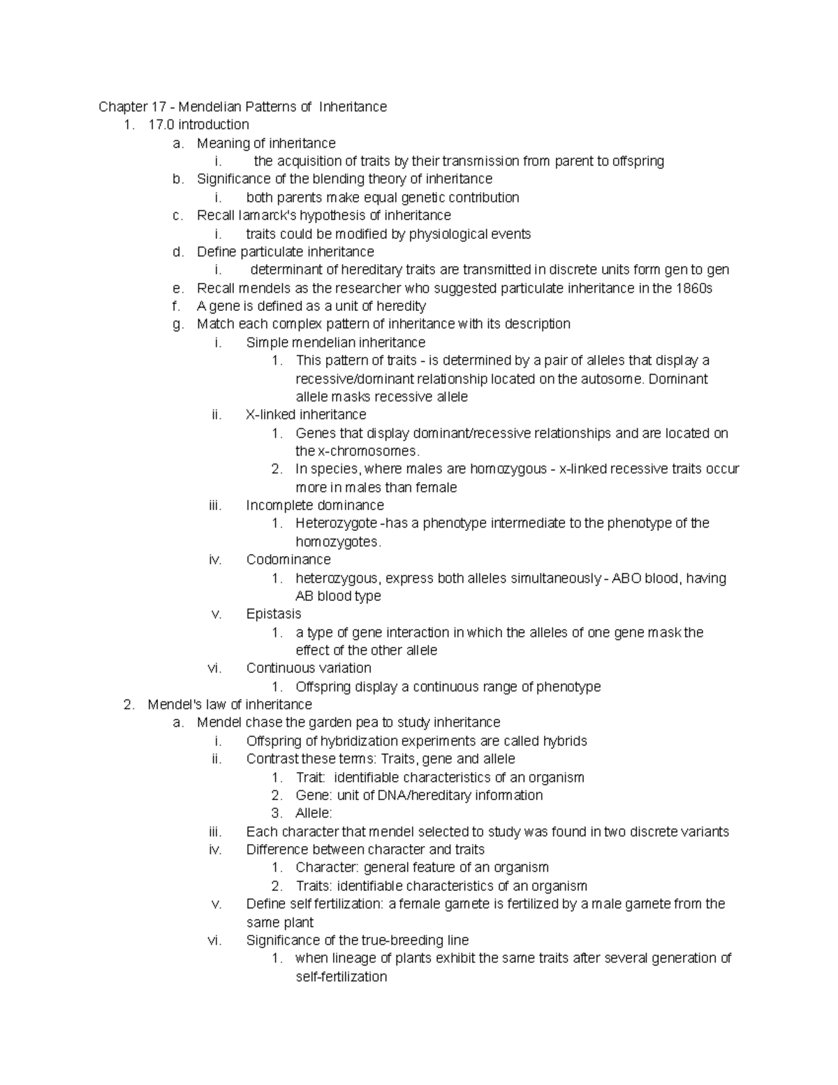 Bio-chapter 17 - j polle - Chapter 17 - Mendelian Patterns of ...