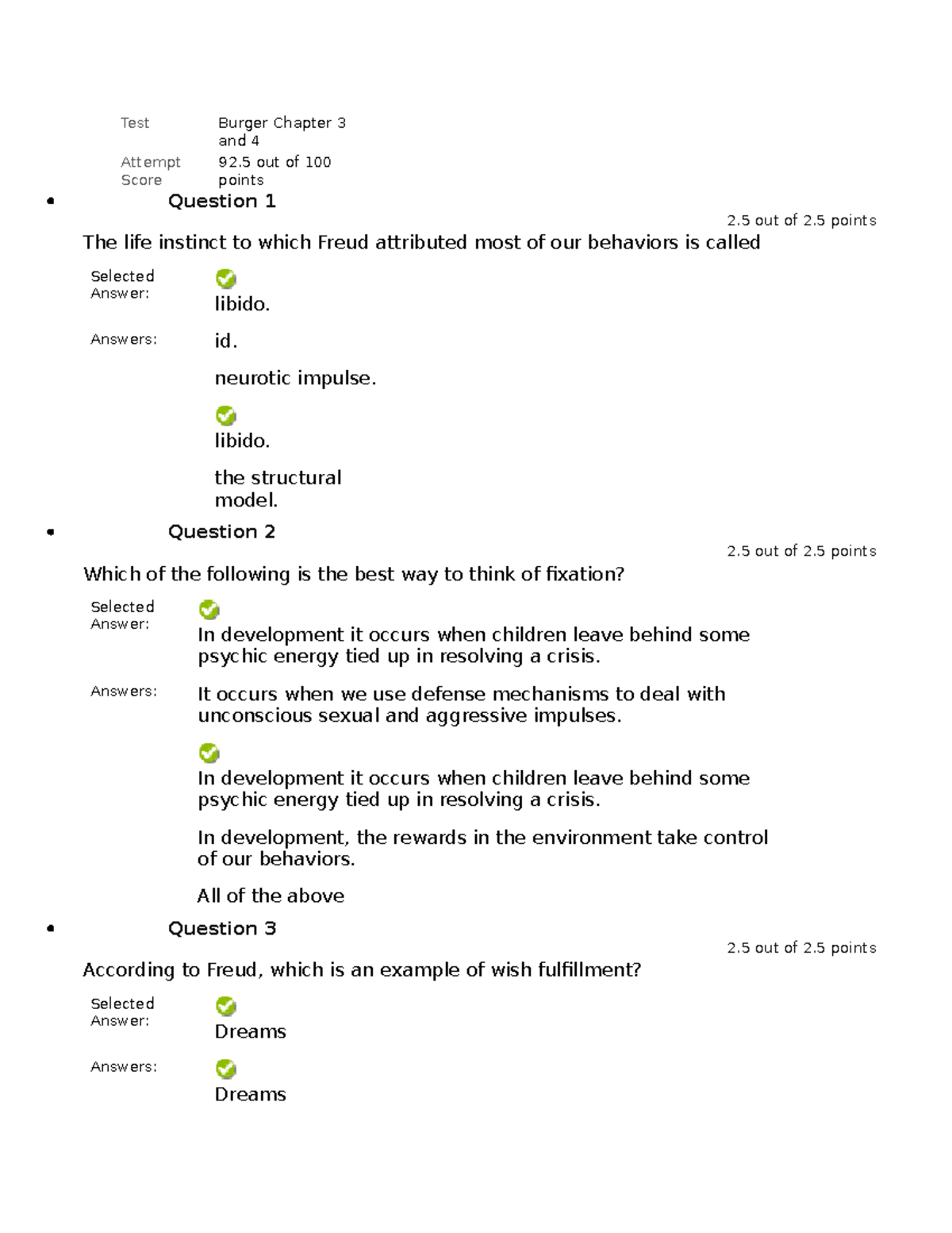 Burger Ch 3 4 .docx - Test Burger Chapter 3 and 4 Attempt Score 92 out ...