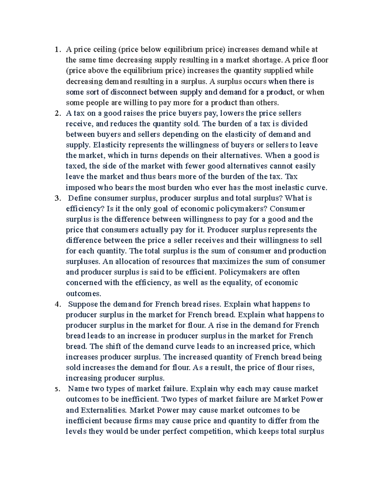 Hw3 - bài tập tham khảo - A price ceiling (price below equilibrium ...