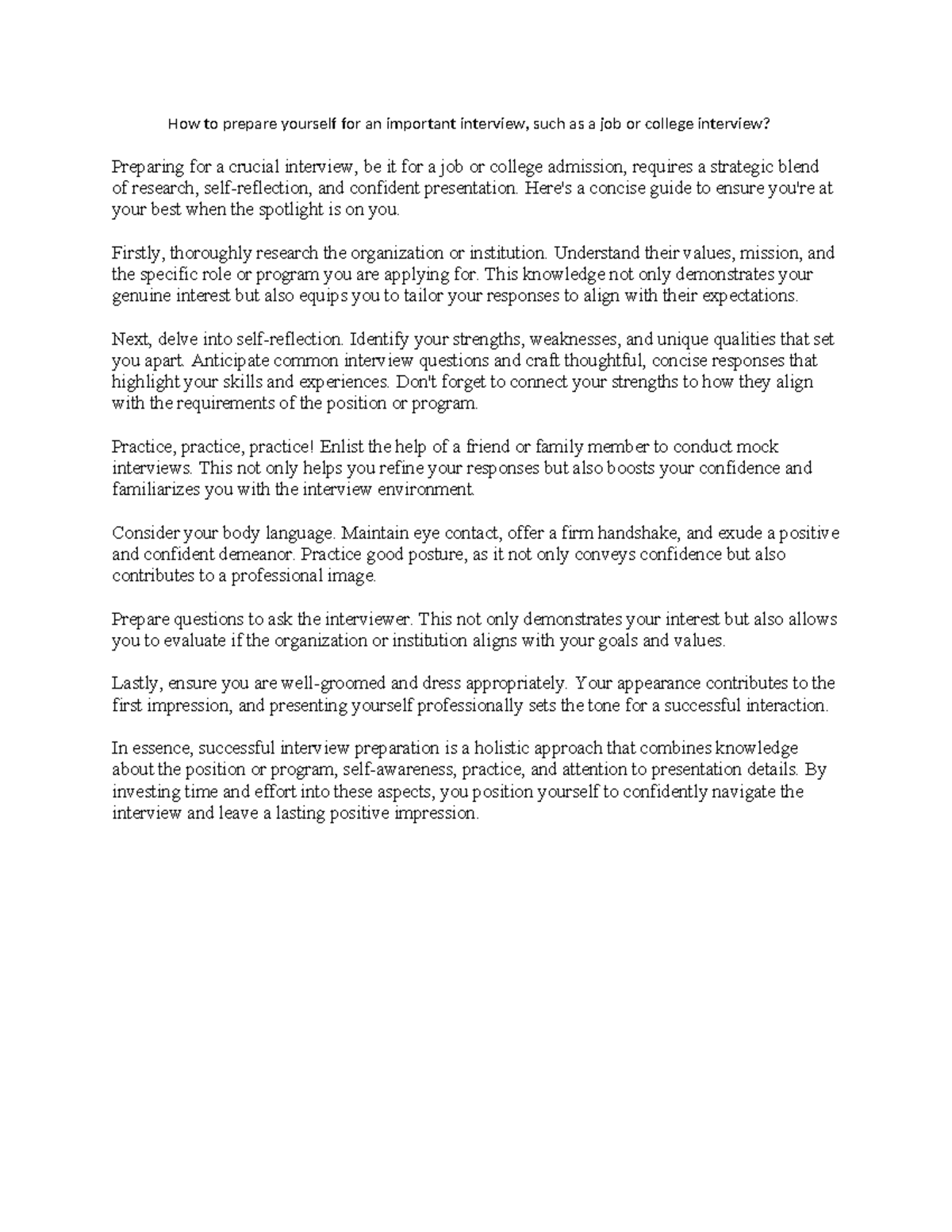 How to prepare yourself for an important interview - Here's a concise ...