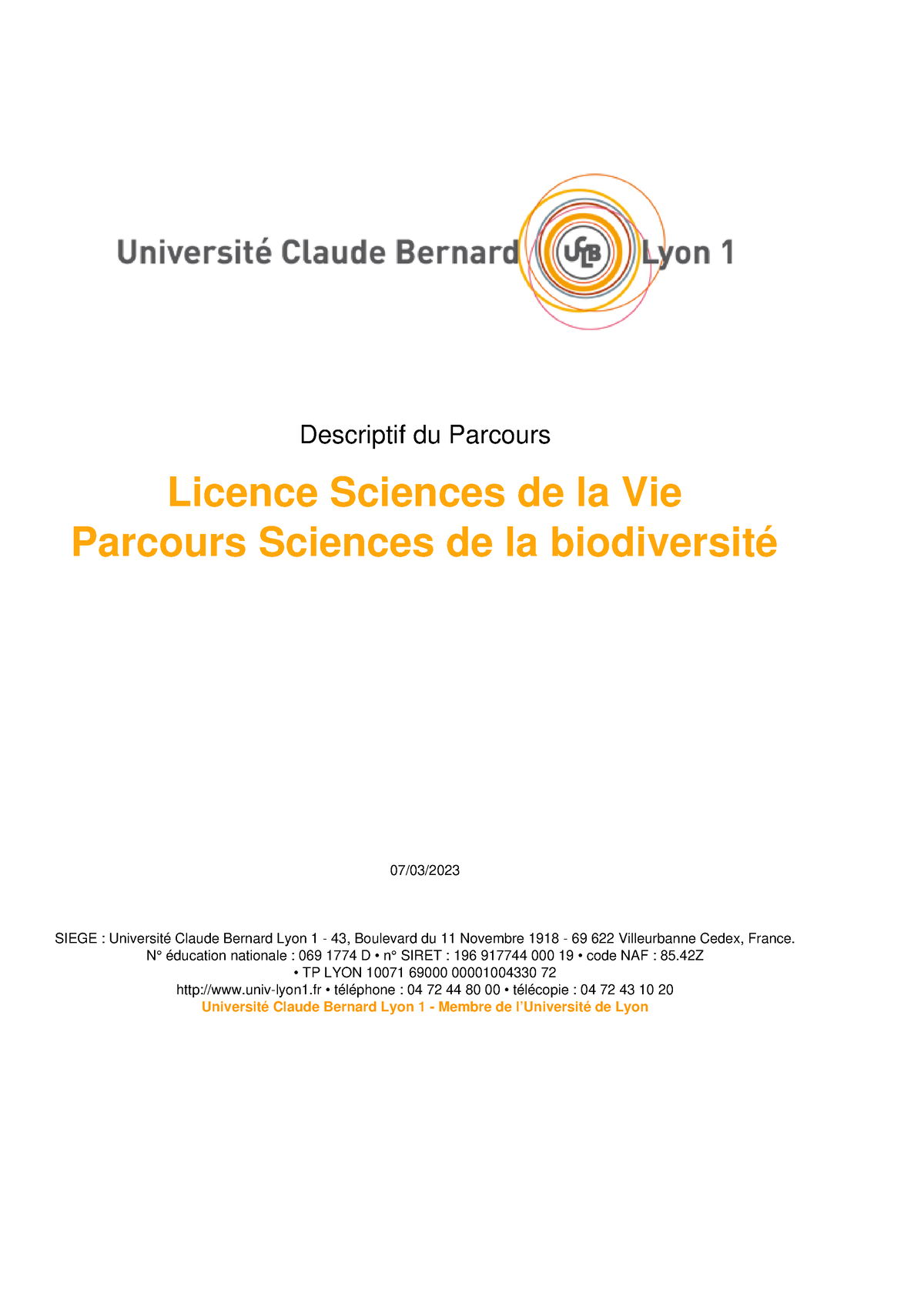 2023-03-07 PAR 5 NO 1 - Cours Of Biology - Descriptif Du Parcours ...