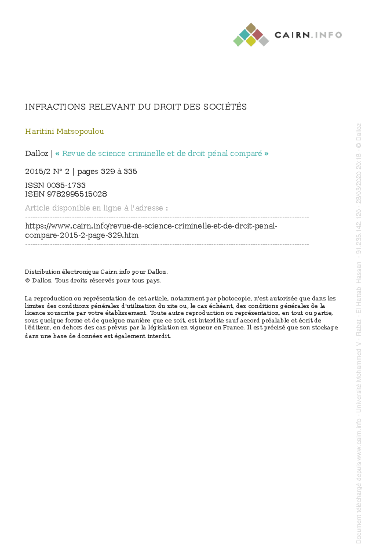 Infractions Relevant DU Droit DES Sociétéss - INFRACTIONS RELEVANT DU ...