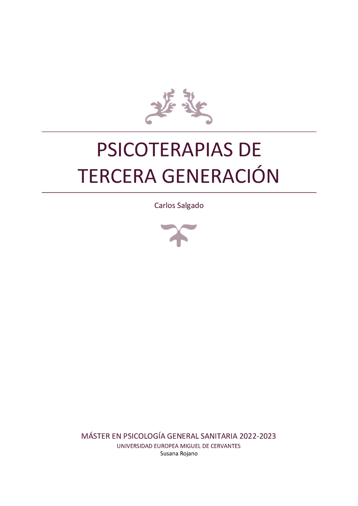 Psicoterapias De Tercera Generación - UEMC - Studocu