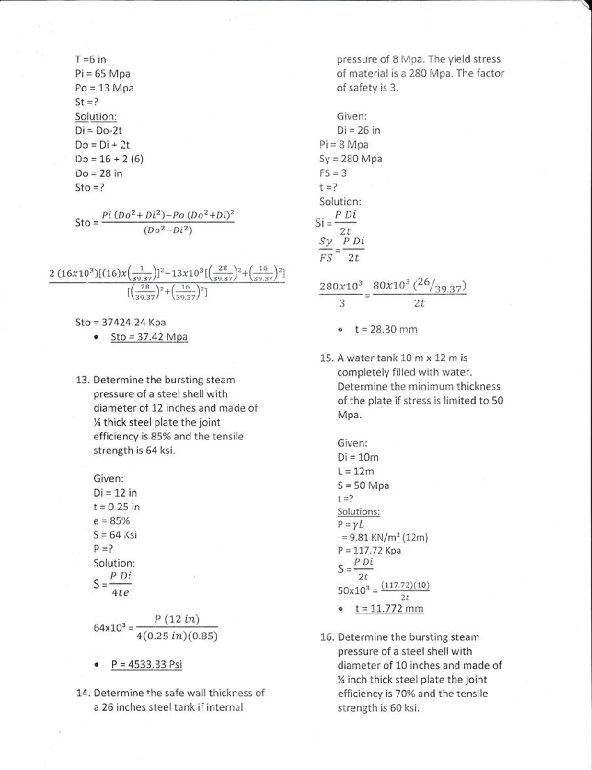 Problem Solutions Mechanical Engineering-6 - T-6in Pi = 65 tvlpa Po ...