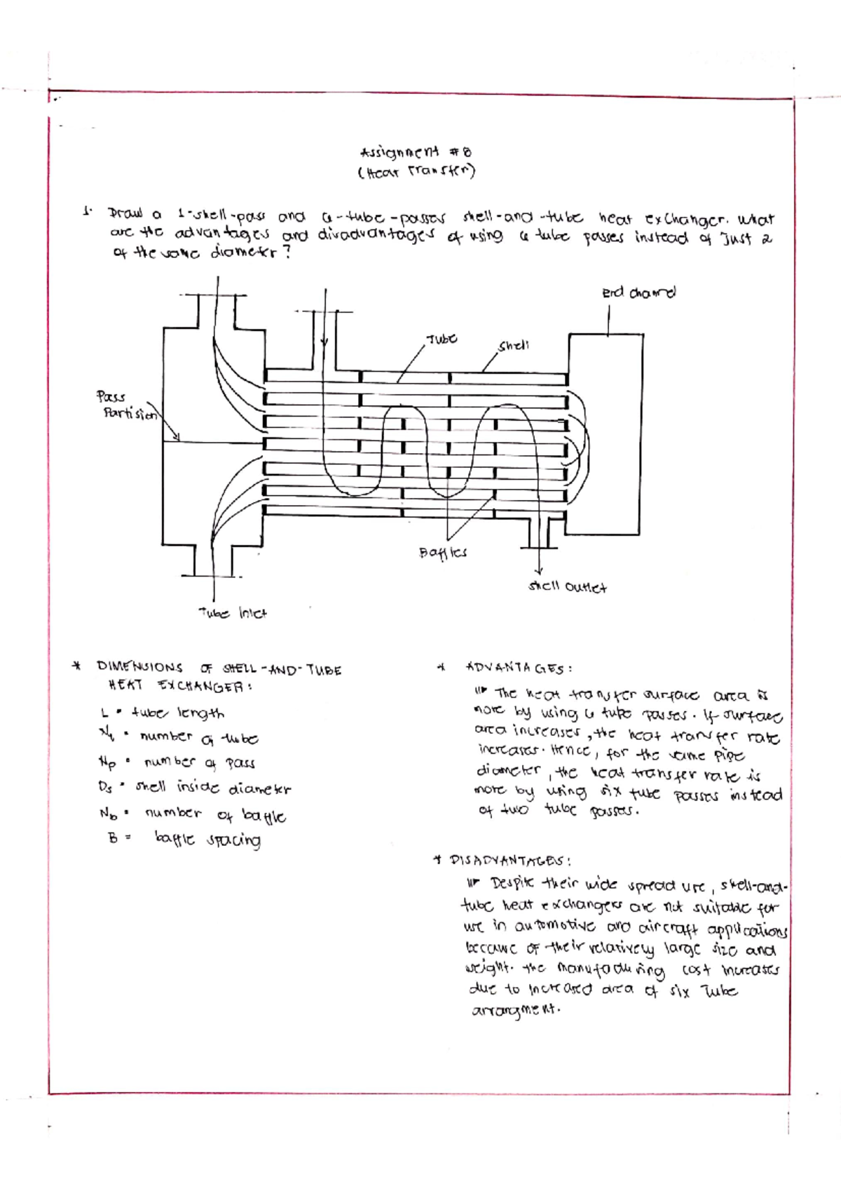 Heat transfer As#8 - Drawing (Pros and Cons), Solutions, etc ...