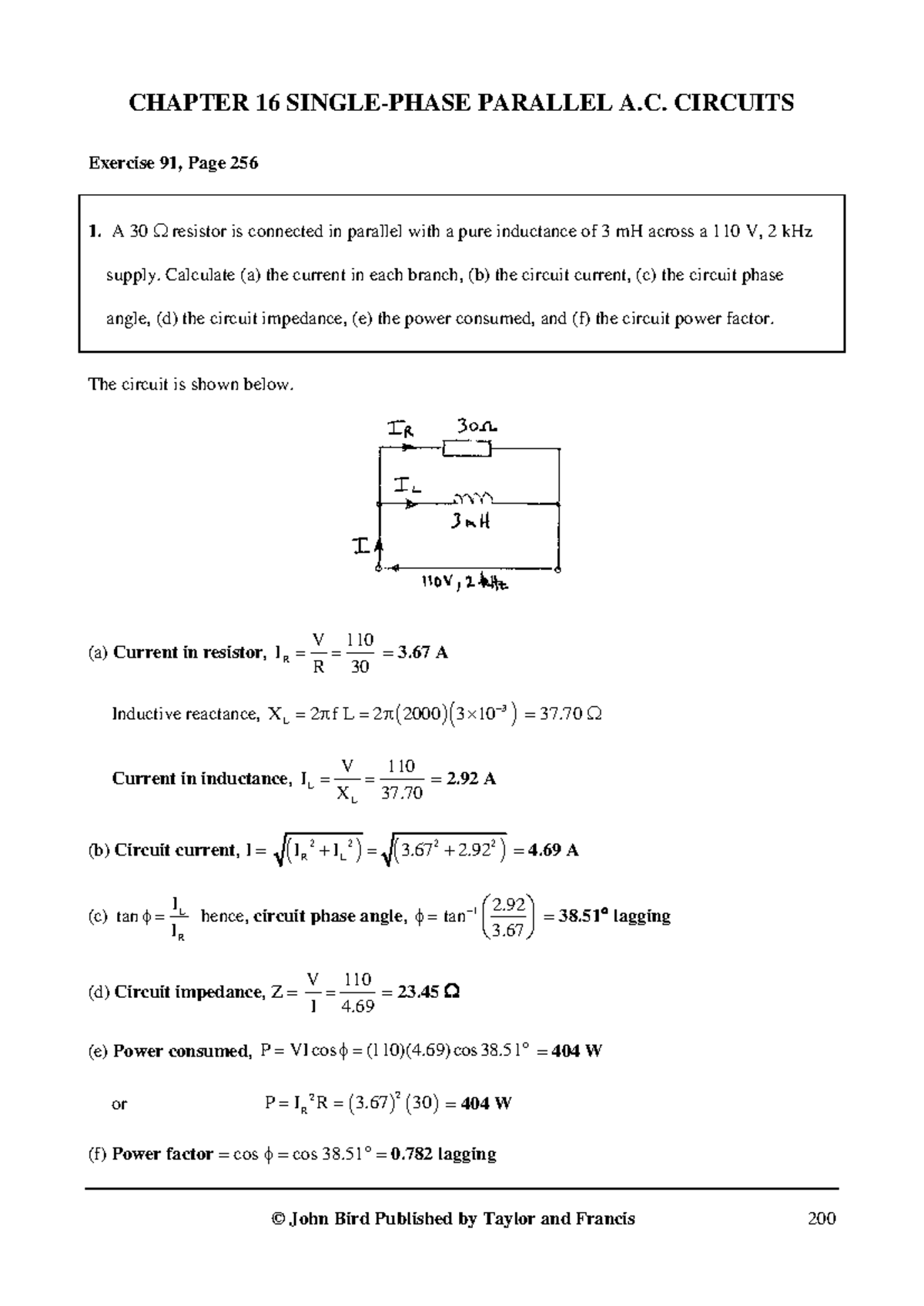 circuits and probelms practice 2 - CHAPTER 16 SINGLE-PHASE PARALLEL A ...