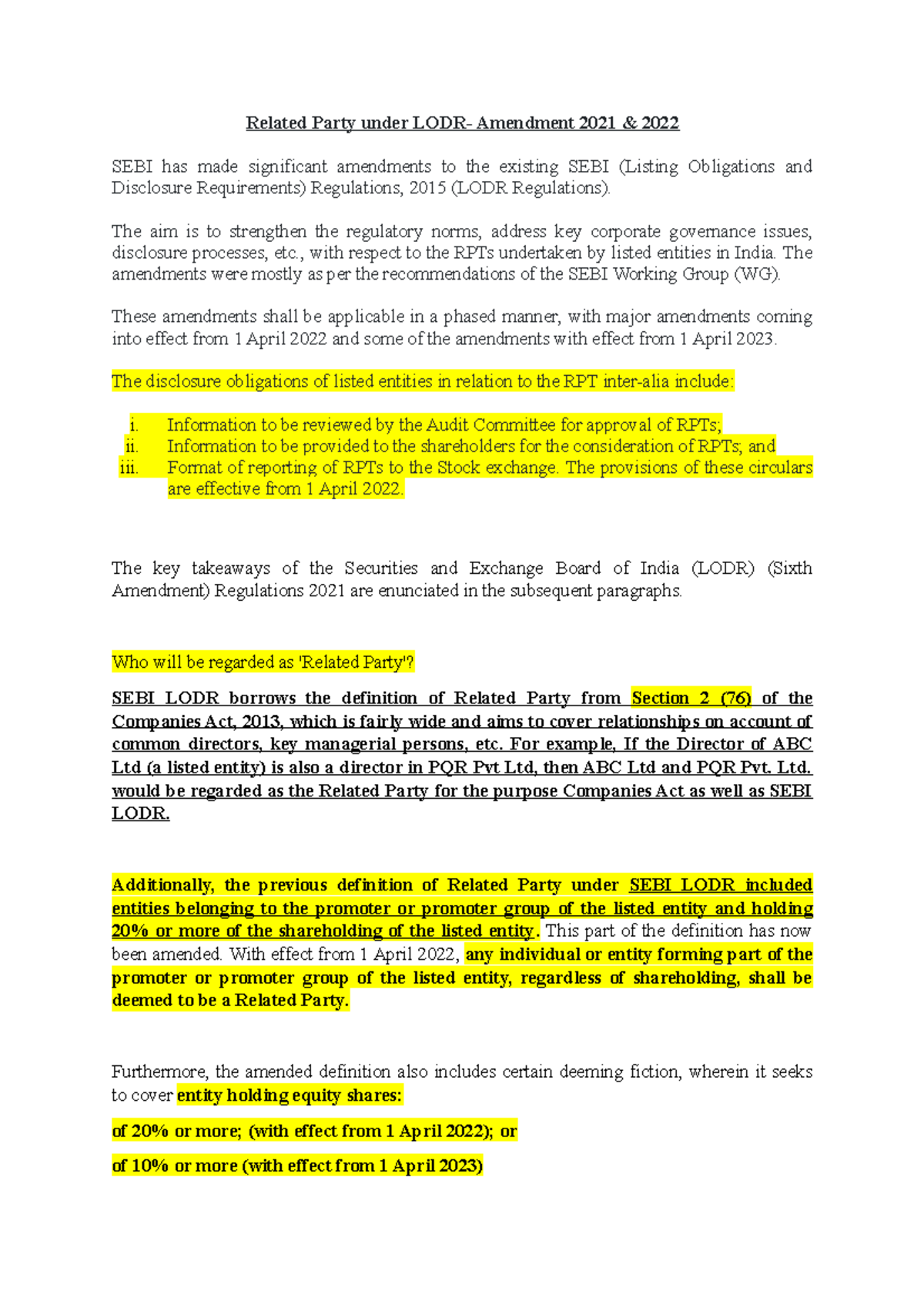 RPT under LODR - biihhi - Related Party under LODR- Amendment 2021 ...