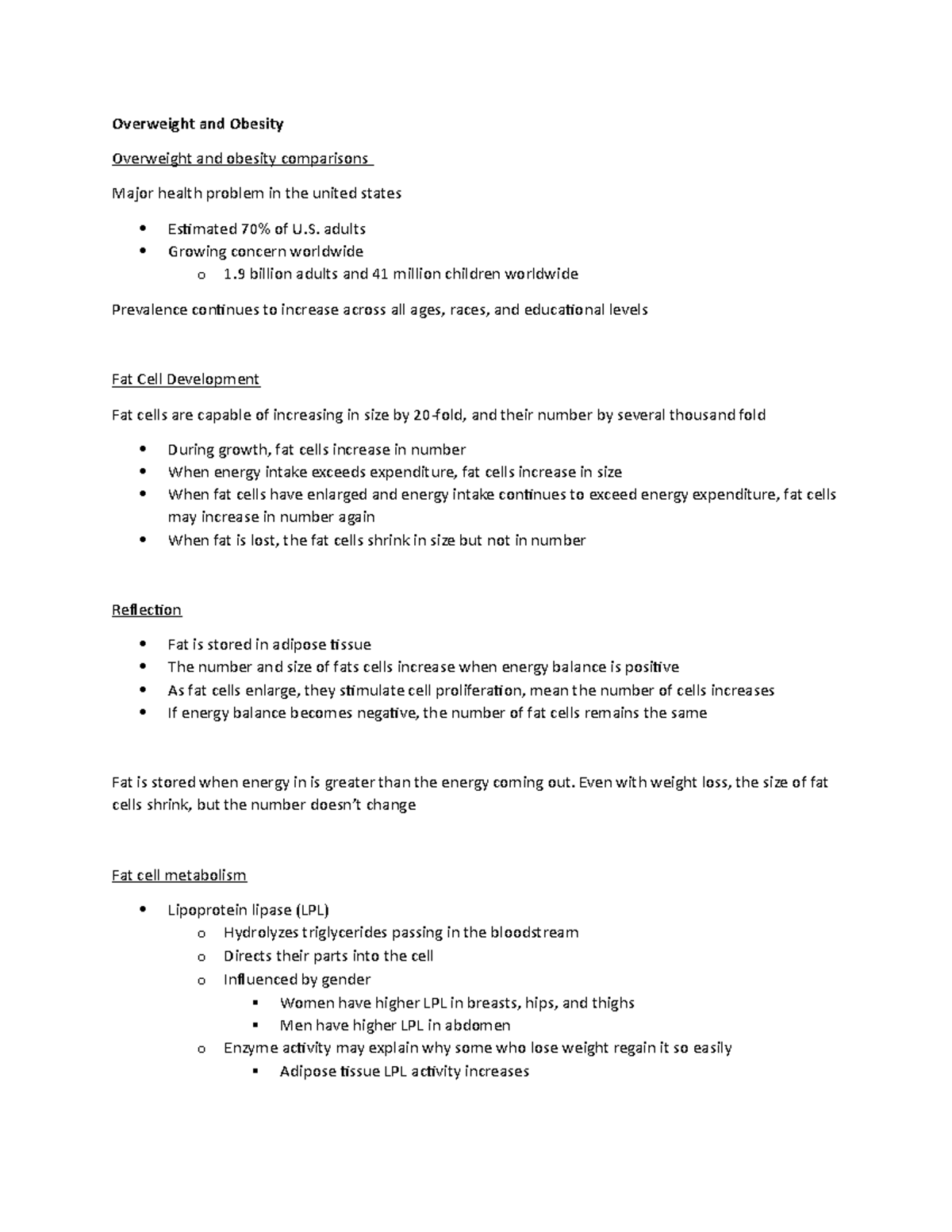 Nutrition chapter 9 weight managment Overweight and Obesity