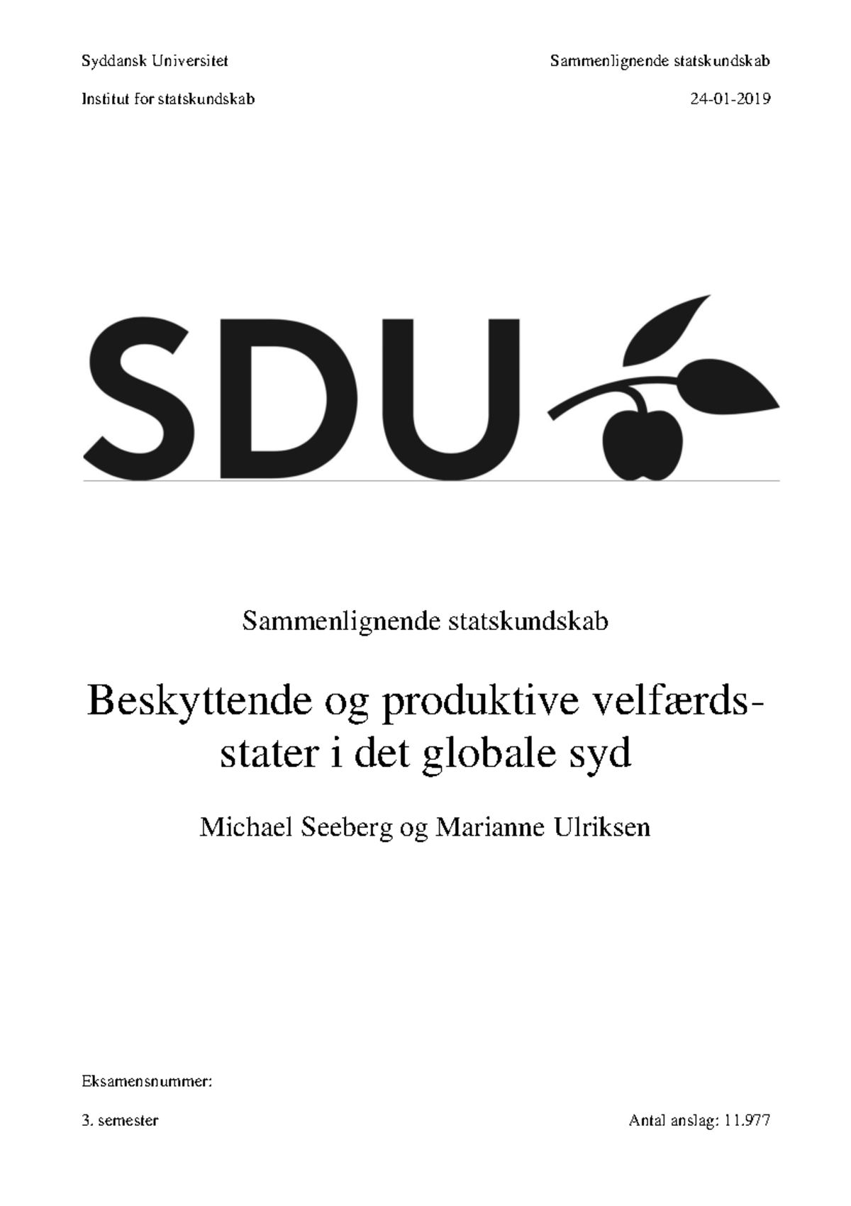 God Opgave A - Syddansk Universitet Sammenlignende Statskundskab ...