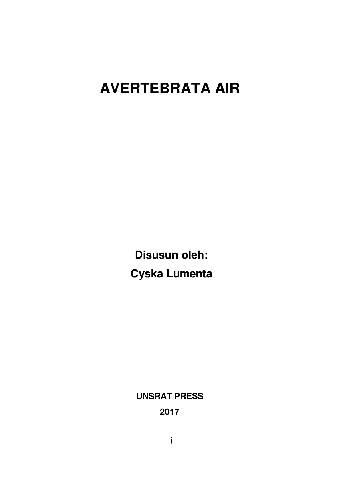 Buku MK Avertebrata - LEarn - AVERTEBRATA AIR Disusun Oleh: Cyska ...