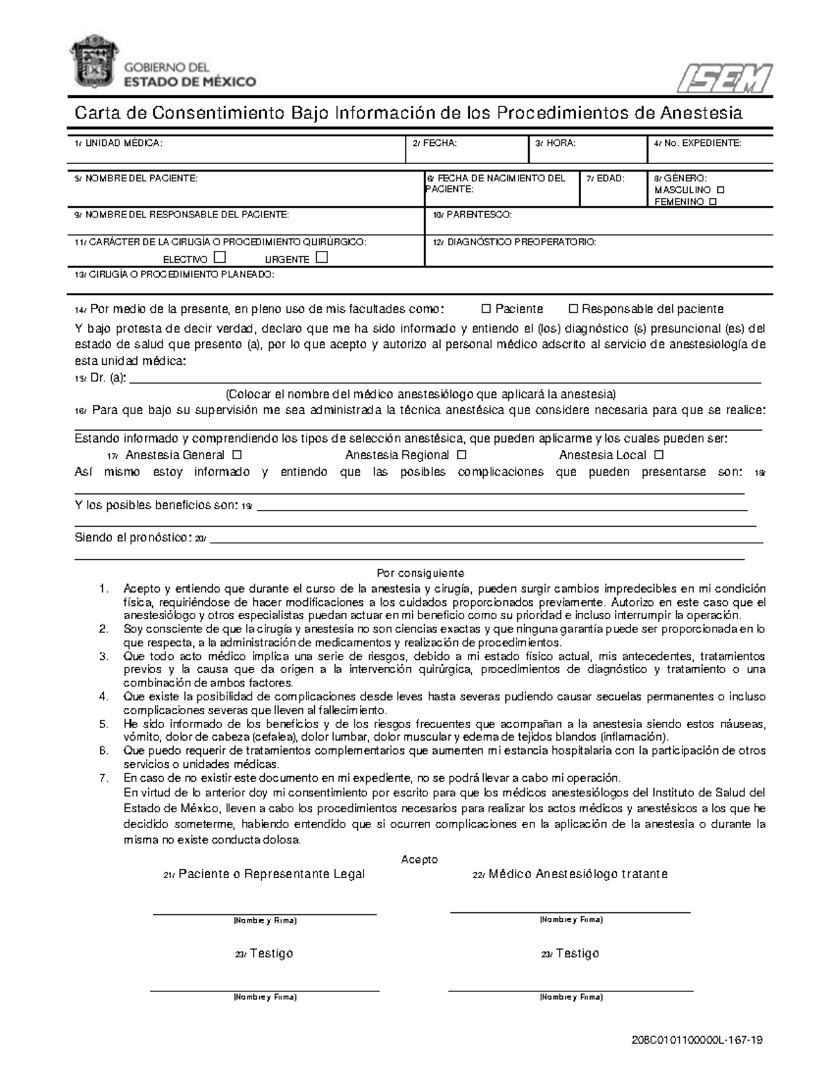 8 Consentimiento de anestesia - copia - 208C0101100000L-167- Carta de ...