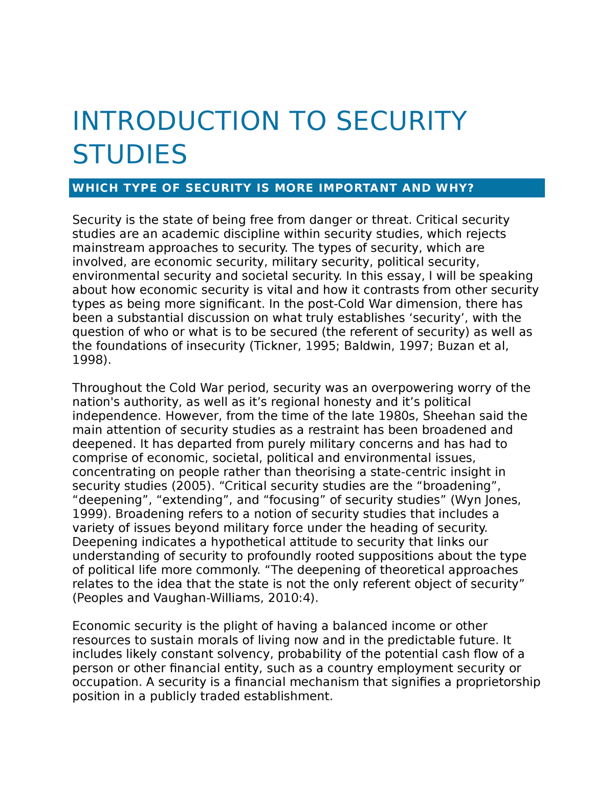 what is the purpose of national security essay