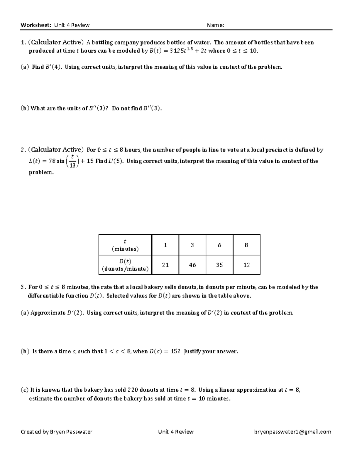 Worksheet+Unit+4+Review - Worksheet: Unit 4 Review Name: 1 ...