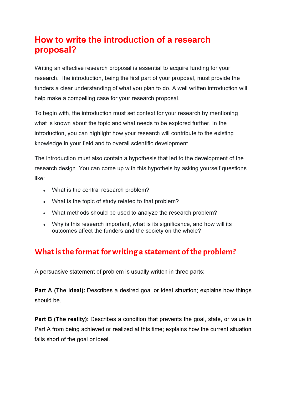 writing the introduction of a research proposal