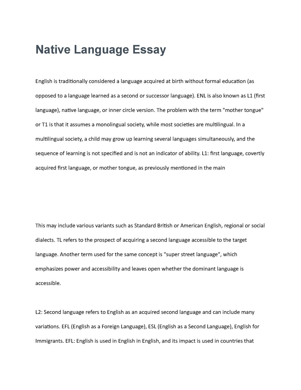 native language essay