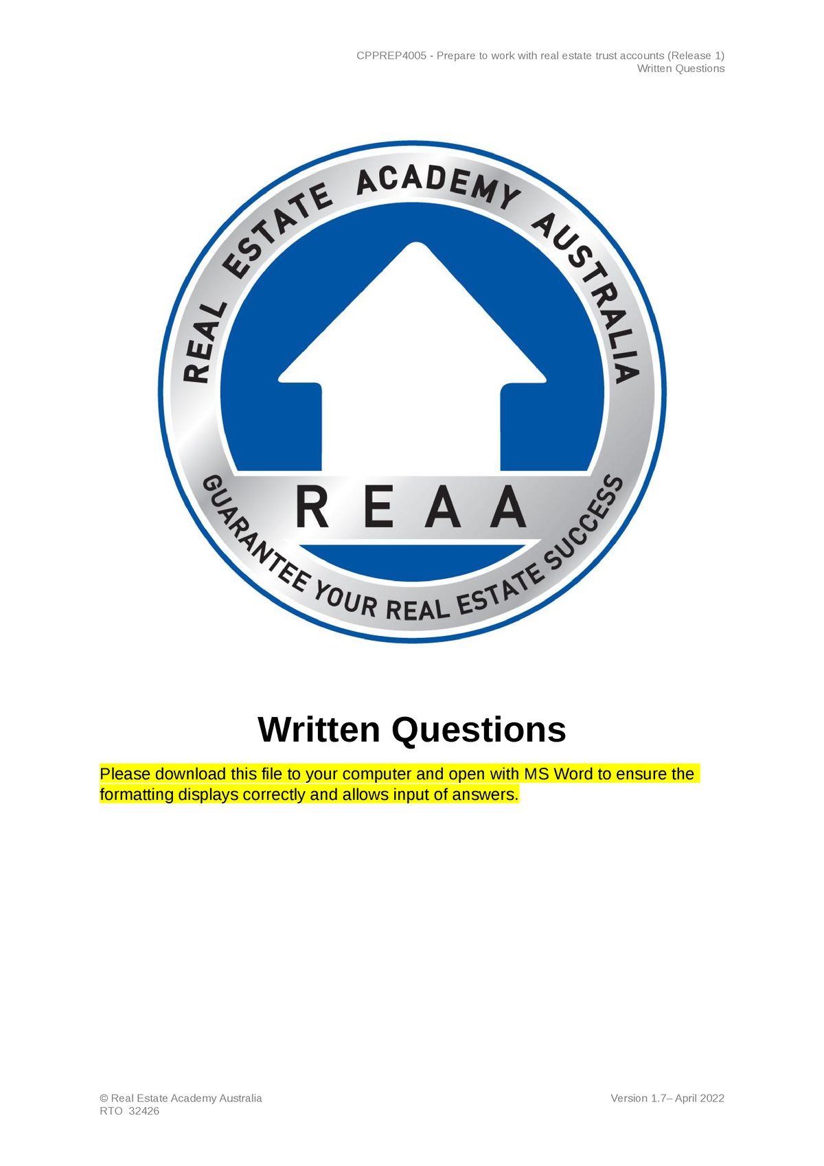 reaa-cpprep-4005-written-questions-v1-written-questions-written