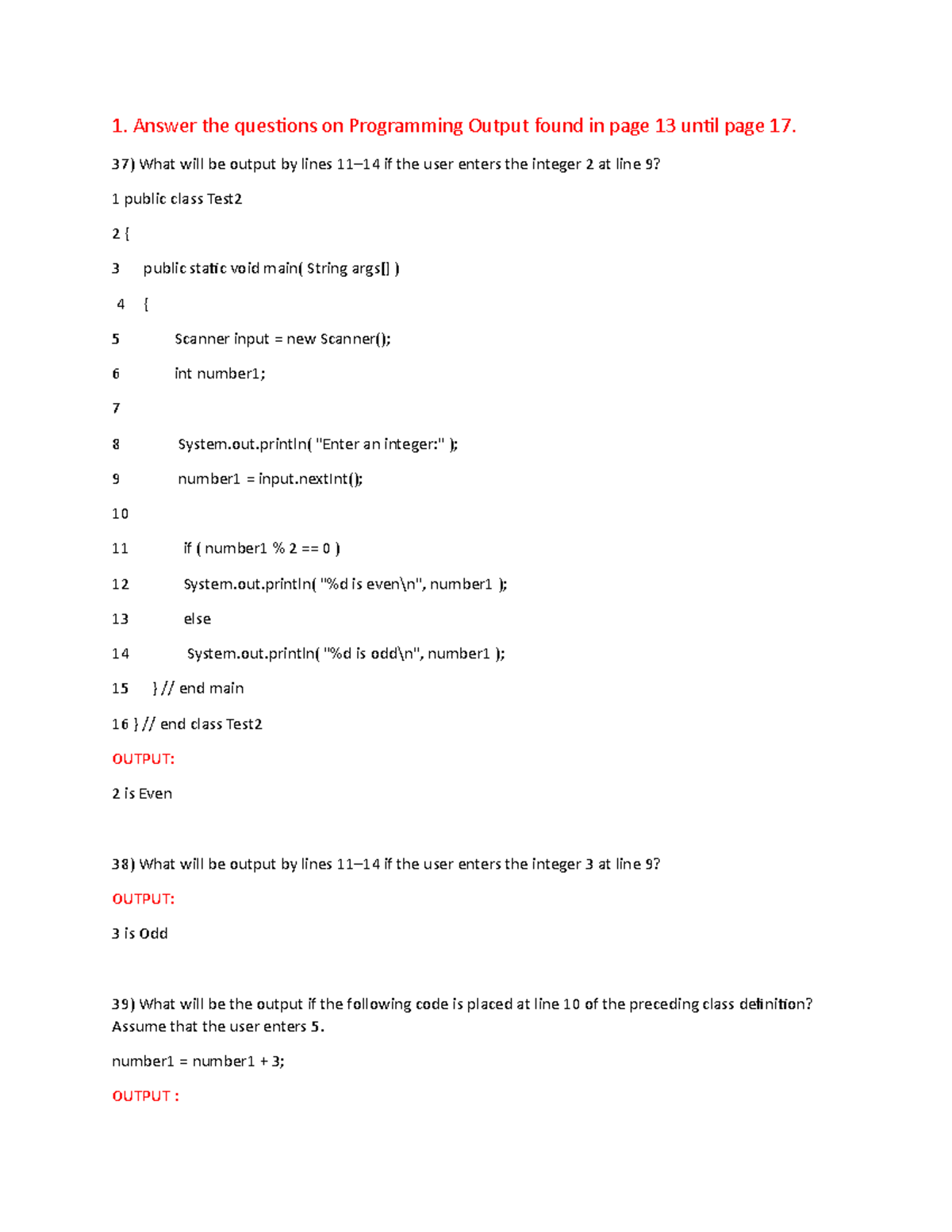 Weekly task 4 programming - 1. Answer the questions on Programming ...