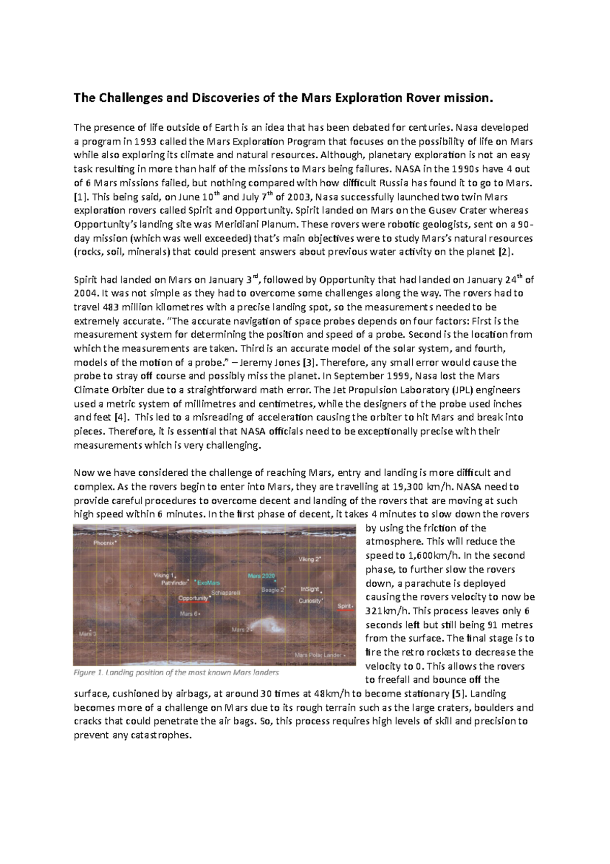 essay on mars rover