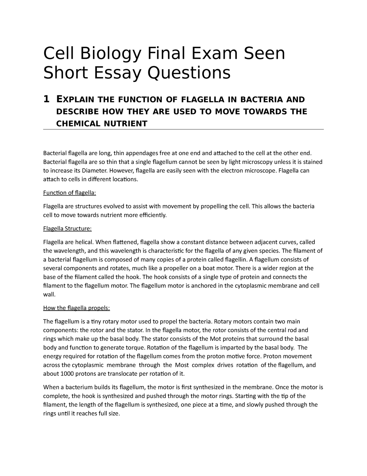 biology essay questions and answers form 1