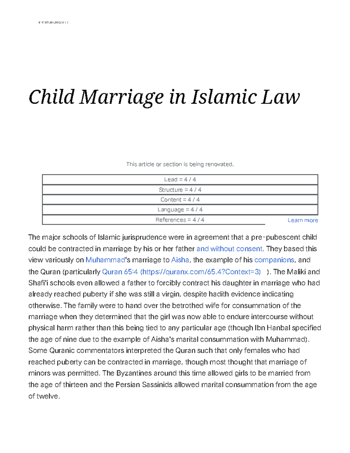 Child Marriage in Islamic Law - Wiki Islam - WikiIslam Child Marriage ...