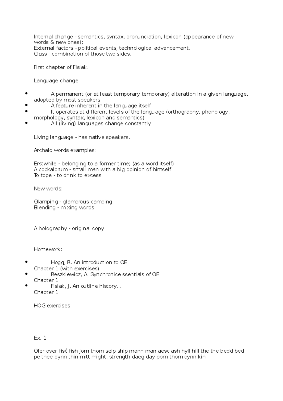 3BA-HEL-term1 - Summary History of English language - Internal change ...