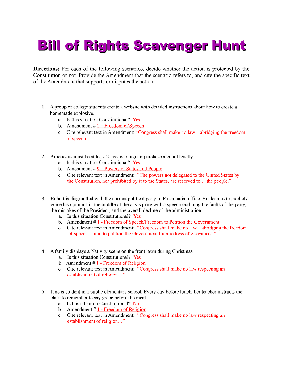 bill-of-rights-scavenger-hunt-key-directions-for-each-of-the