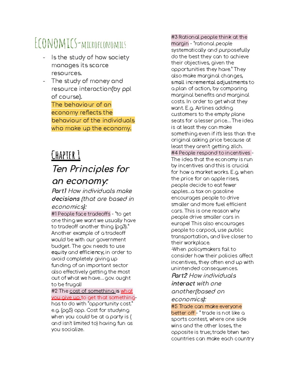 Econ101 My Notes - Economics-microeconomics Is the study of how society ...