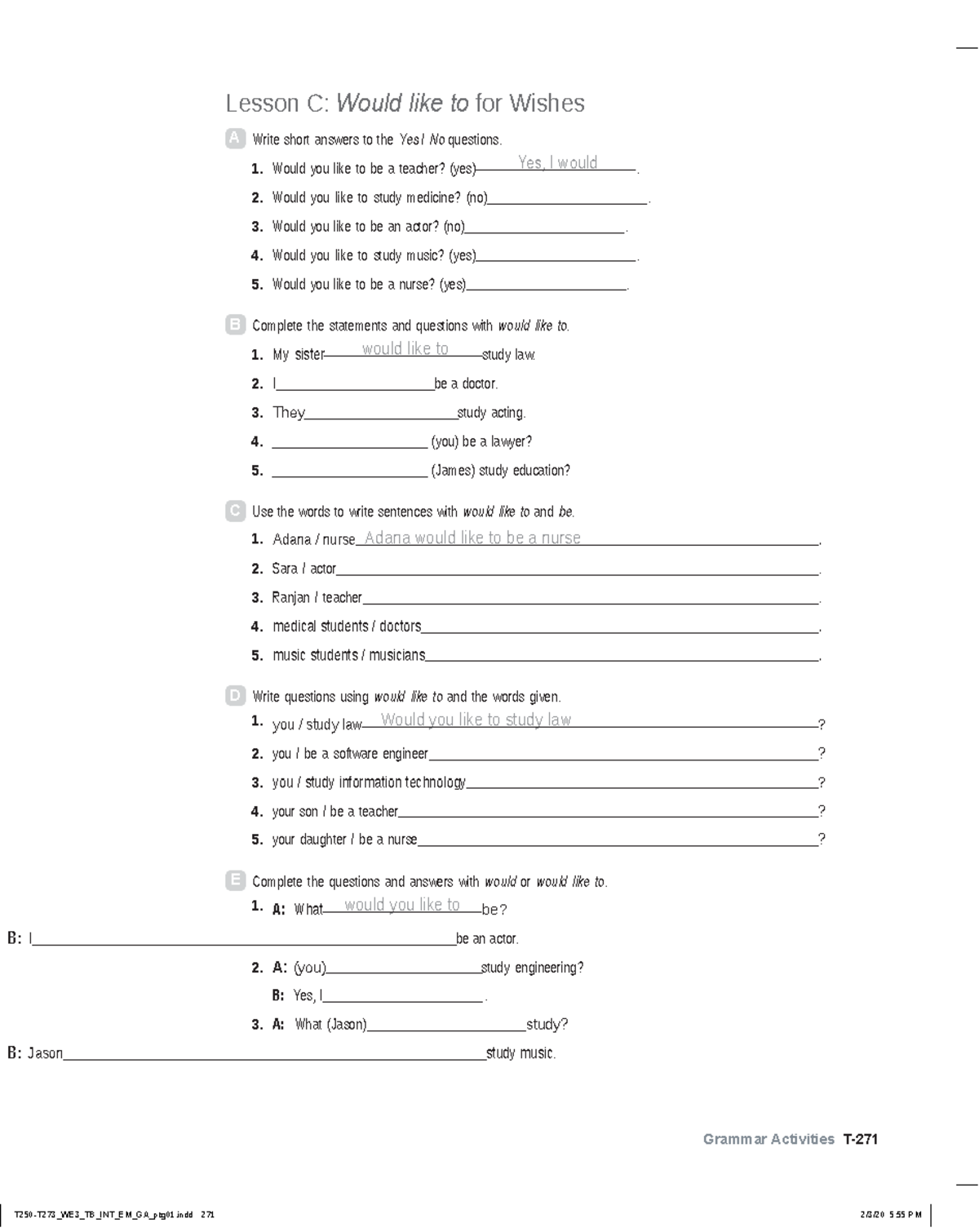 World english 3e level intro grammar activities unit 11 lesson c - A B ...