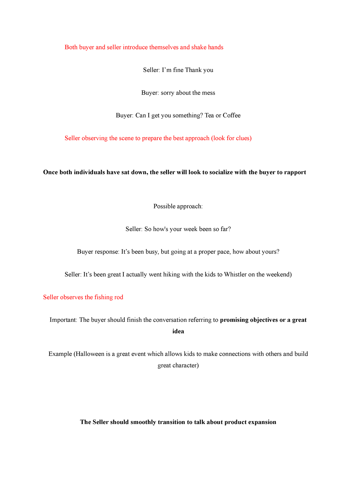 Bus 221 Role Play Script Part 2 - Both Buyer And Seller Introduce ...