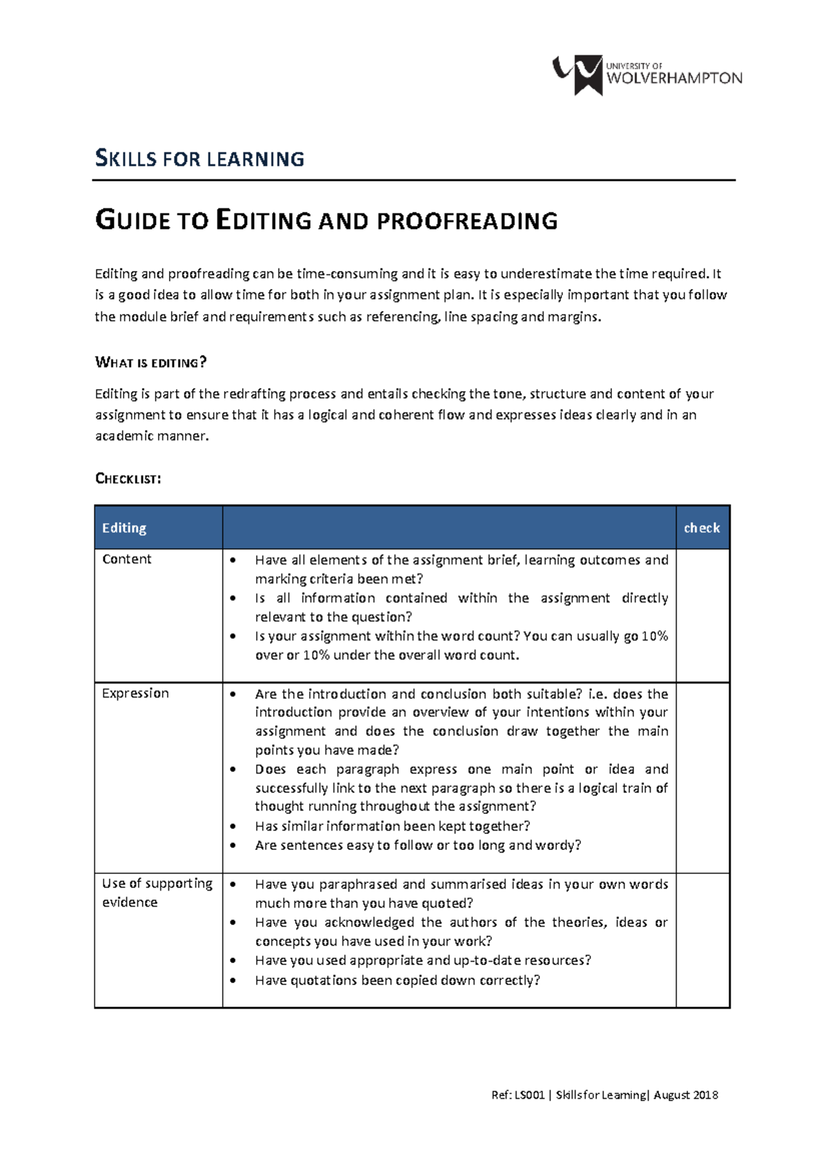 And-Proofreading - Notes - SKILLS FOR LEARNING GUIDE TO EDITING AND ...