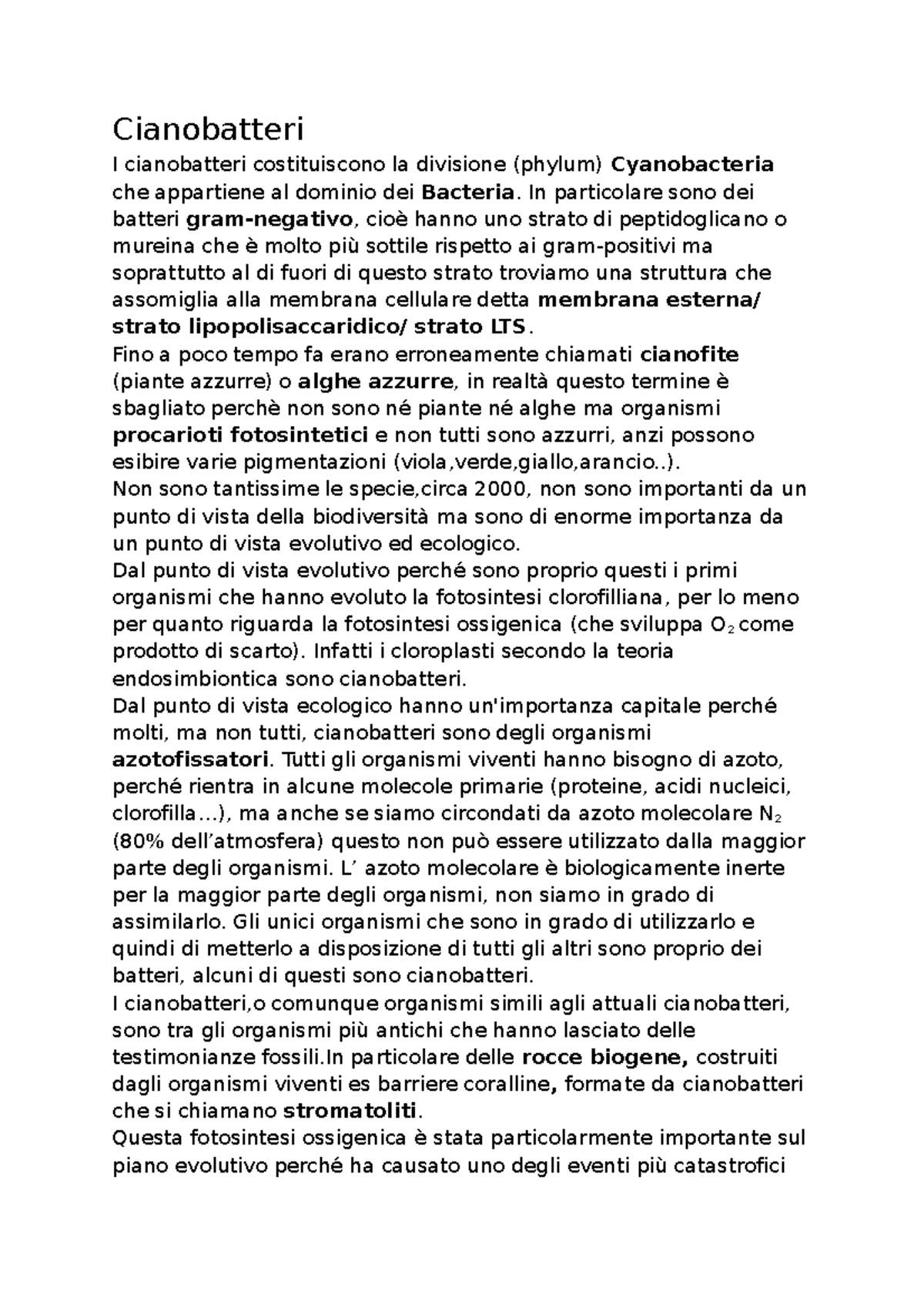 Cianobatteri - In particolare sono dei batteri gram-negativo, cioè ...