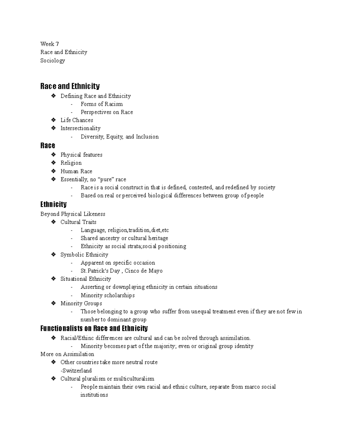 Week 7 : Race and Ethnicity - Week 7 Race and Ethnicity Sociology Race ...