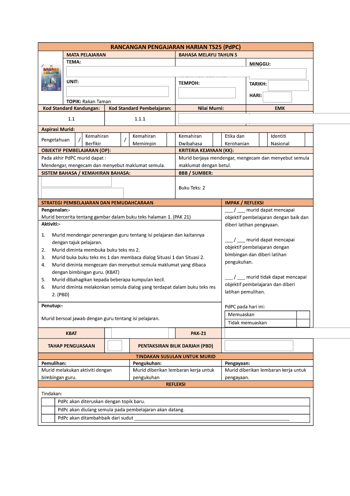 M2-SUL - RPH - RANCANGAN PENGAJARAN HARIAN TS25 (PdPC) MATA PELAJARAN ...