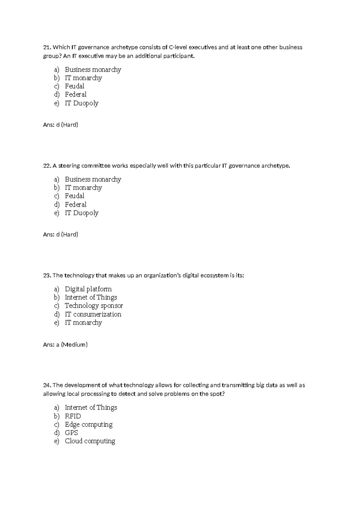 Management 4504-3 - Preparation Questions - Which It Governance 