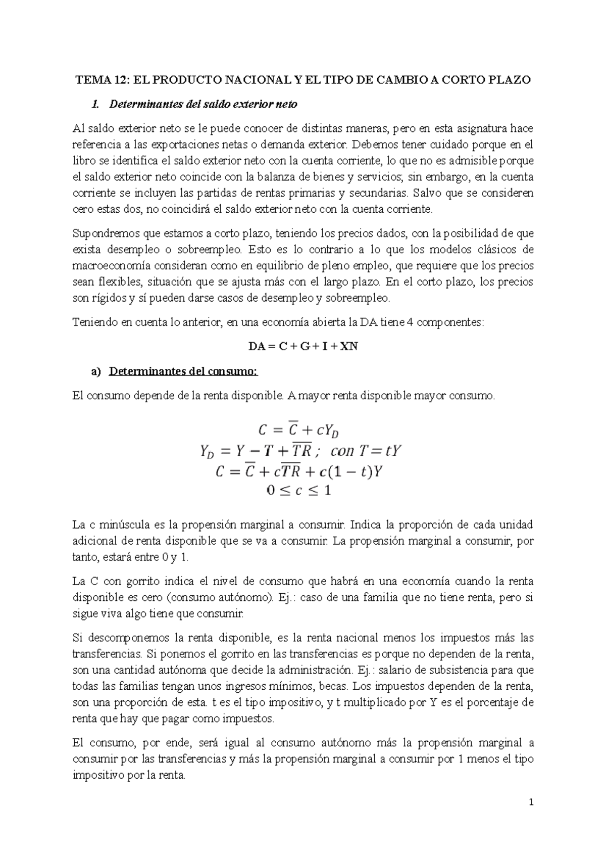 Leccion 12 - Apuntes 12 - TEMA 12: EL PRODUCTO NACIONAL Y EL TIPO DE ...