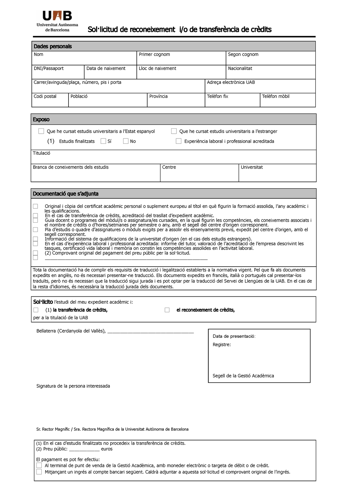 Reconeixtransferencia,0 - Sol·licitud De Reconeixement I/o De ...