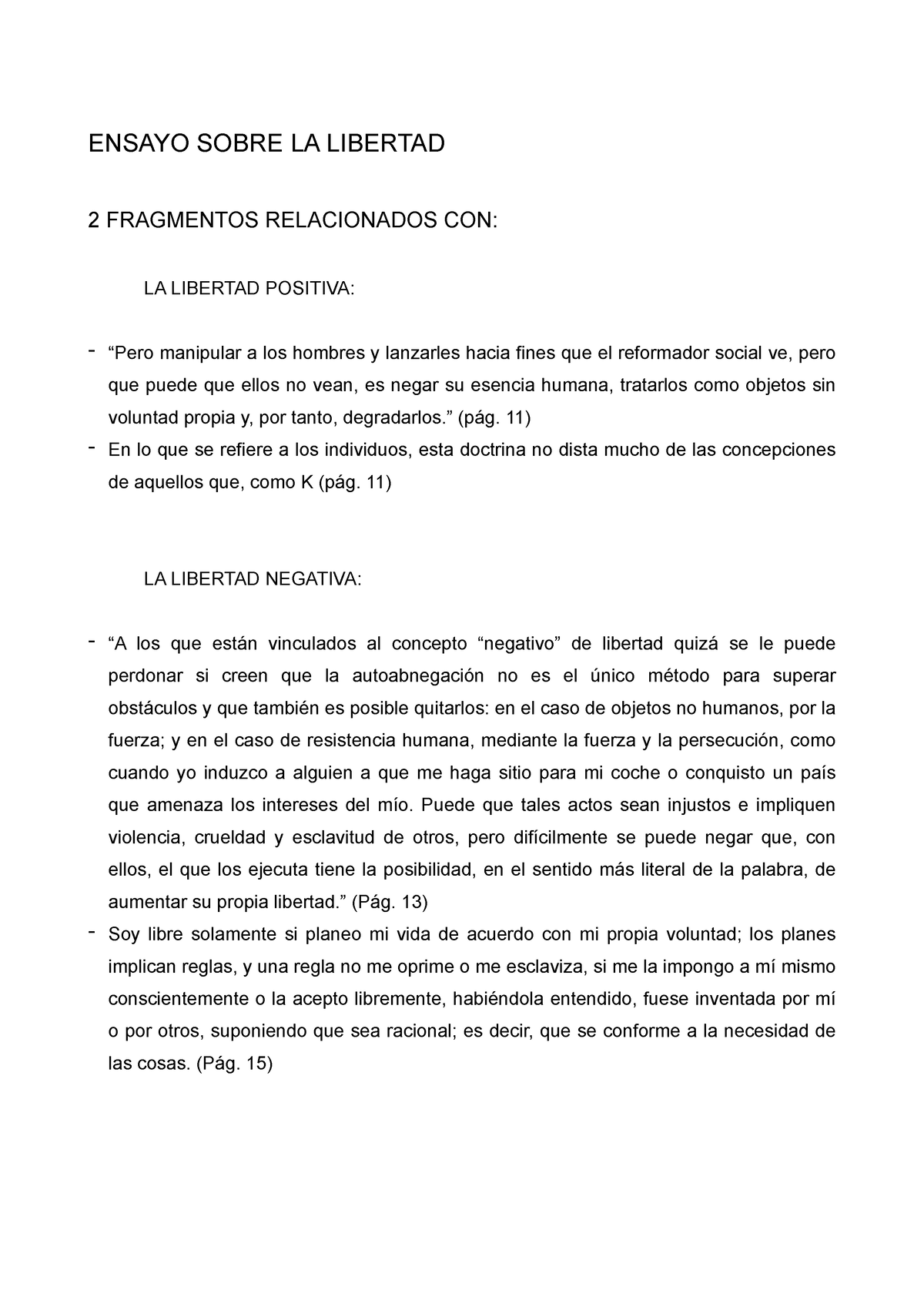 Ensayo Sobre LA Libertad - ENSAYO SOBRE LA LIBERTAD 2 FRAGMENTOS ...