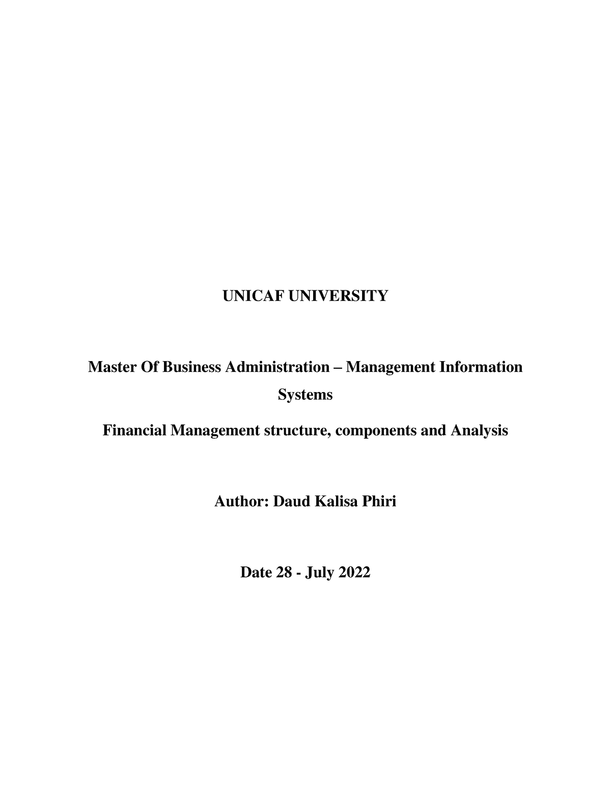 financial management strategies thesis