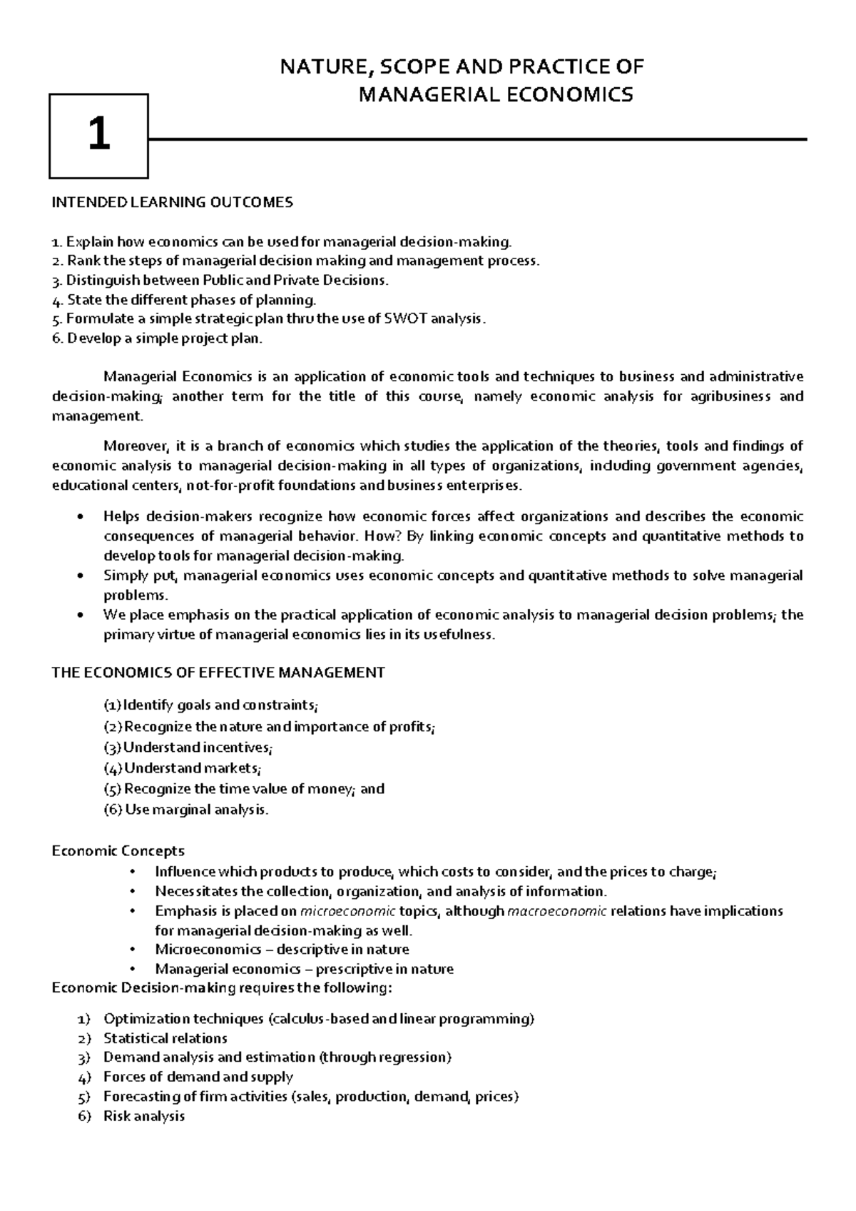Managerial Economics Module 1 5 - NATURE, SCOPE AND PRACTICE OF ...