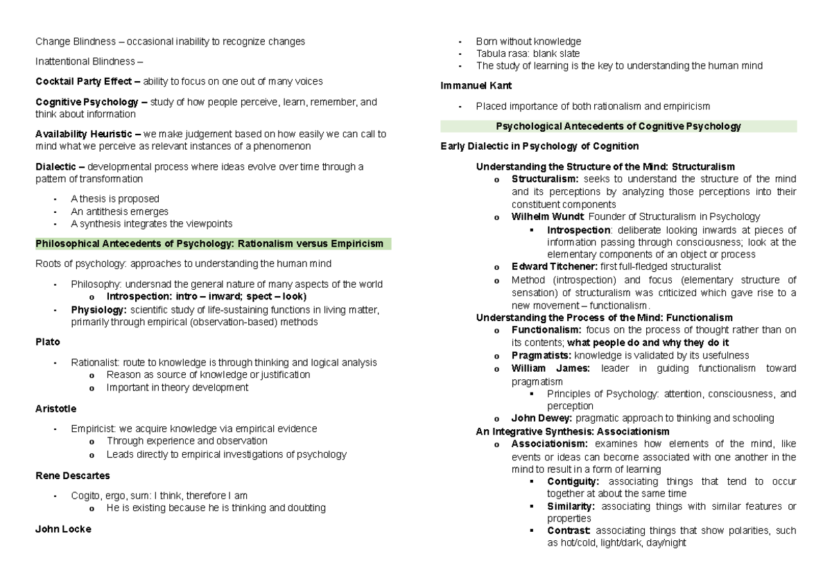 Cognitive Psychology - Change Blindness – occasional inability to ...