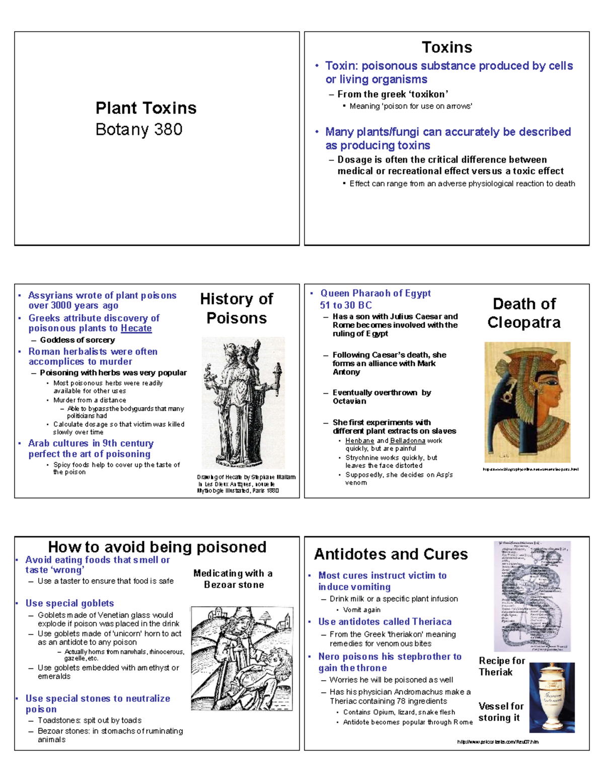 BOT 380 Plant Toxins - Official lecture notes - Plant Toxins Botany 380 ...