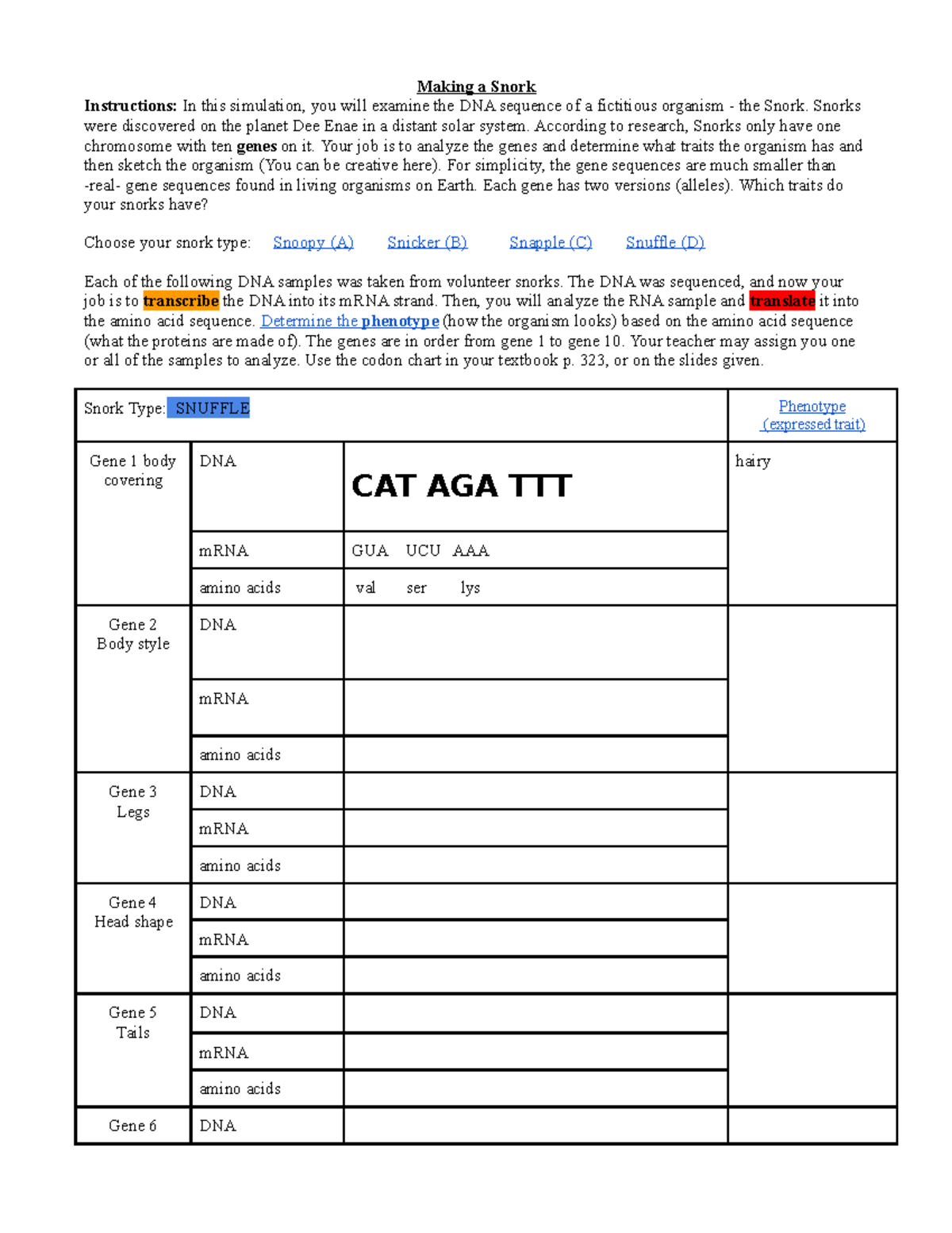 Copy of Making a Snork Activity Making a Snork Instructions In this